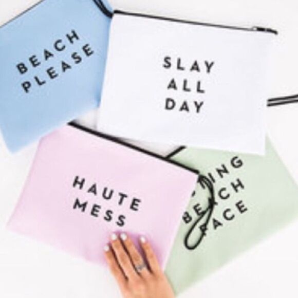 Milly White Slay All Day Zipper Pouch - Picture 1 of 5